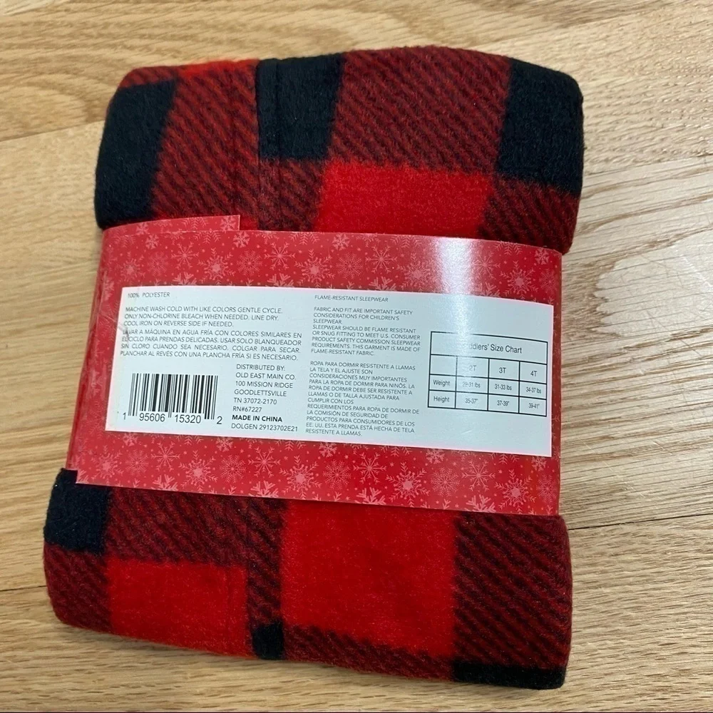 Buffalo Plaid Holiday Family Pajamas NWT 2T Sleeper Footless Kids Toddler Red